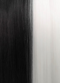 White Black Split Gemini Color Straight Lace Front Synthetic Wig LF3185