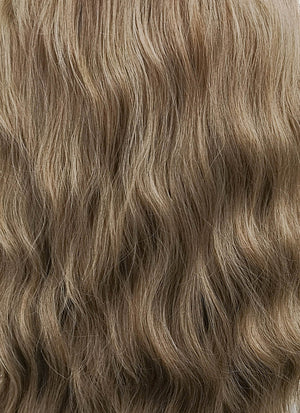 Ash Blonde With Brown Roots Money Piece Wavy Lace Front Synthetic Wig LF3219