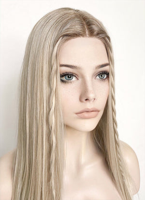 Mixed Blonde With Dark Roots Straight Lace Front Kanekalon Synthetic Wig LF3235