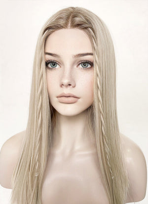 Mixed Blonde With Dark Roots Straight Lace Front Kanekalon Synthetic Wig LF3235