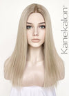 Mixed Blonde With Dark Roots Straight Lace Front Kanekalon Synthetic Wig LF3235