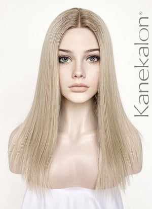 Mixed Blonde With Dark Roots Straight Lace Front Kanekalon Synthetic Wig LF3235