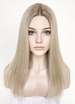 Mixed Blonde With Dark Roots Straight Lace Front Kanekalon Synthetic Wig LF3235