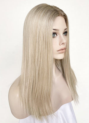 Mixed Blonde With Dark Roots Straight Lace Front Kanekalon Synthetic Wig LF3235
