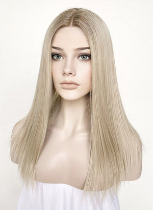 Mixed Blonde With Dark Roots Straight Lace Front Kanekalon Synthetic Wig LF3235