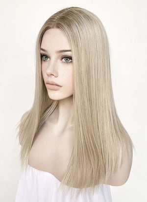 Mixed Blonde With Dark Roots Straight Lace Front Kanekalon Synthetic Wig LF3235