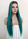 Two Tone Green Ombre Straight Lace Front Synthetic Wig LF3256