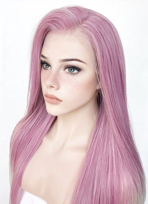 Pink Grey Ombre Straight Lace Front Kanekalon Synthetic Wig LF3262