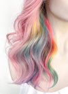 Pastel Pink Rainbow Color Wavy Lace Front Synthetic Wig LF3273