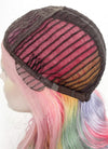 Pastel Pink Rainbow Color Wavy Lace Front Synthetic Wig LF3273