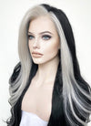 Black and Grey Money Piece Wavy Lace Front Synthetic Wig LF3298