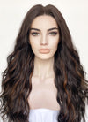 Brunette Mixed Brown Wavy Lace Front Synthetic Wig LF3300