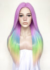 Purple Rainbow Color Straight Lace Front Synthetic Wig LF3304
