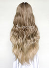 Two Tone Blonde With Dark Roots Wavy Lace Front Synthetic Wig LF3307