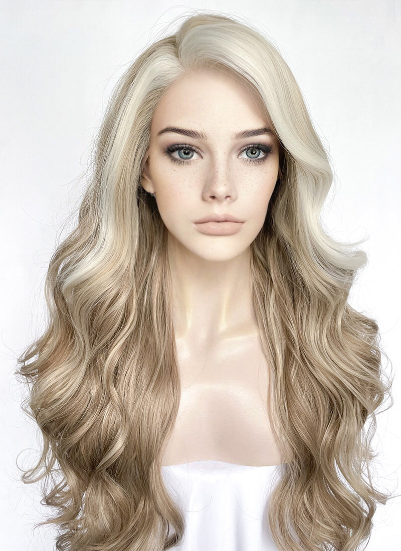 Mixed Blonde Wavy Lace Front Synthetic Hair Wig LF3315
