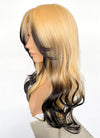 Blonde Black Ombre Curtain Bangs Wavy Lace Front Synthetic Hair Wig LF3317A