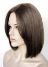 Brunette Curtain Bangs Straight Bob Lace Front Synthetic Hair Wig LF3322