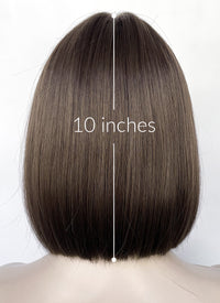 Brunette Curtain Bangs Straight Bob Lace Front Synthetic Hair Wig LF3322