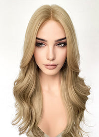 Blonde Curtain Bangs Wavy Lace Front Synthetic Hair Wig LF3339