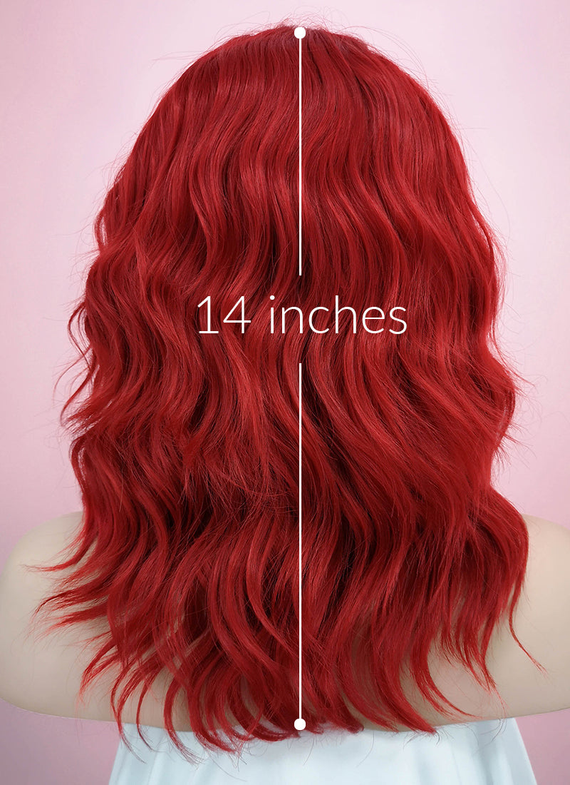 Red Wavy Lace Front Synthetic Wig LF408 - Wig Is Fashion Australia
