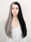 Black Mixed Grey Straight Lace Front Synthetic Wig LF5098