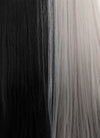 Black Mixed Grey Straight Lace Front Synthetic Wig LF5098