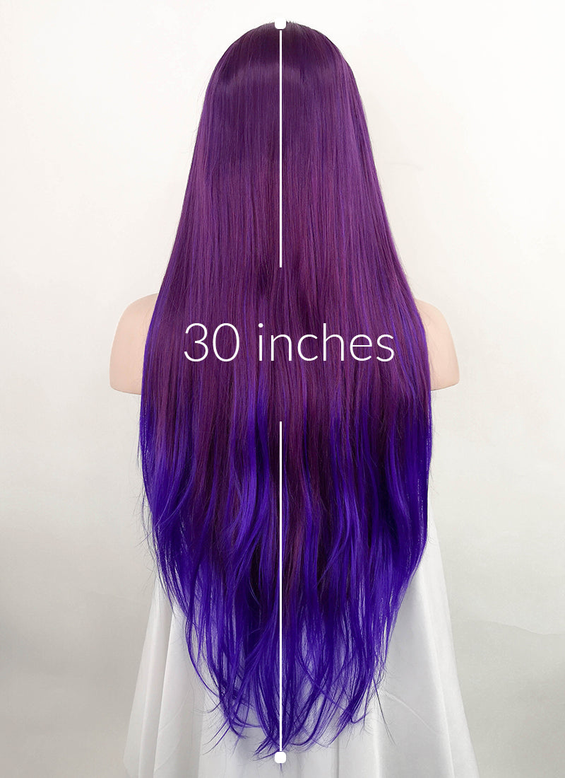 Two Tone Purple Straight Lace Front Synthetic Wig LF5125