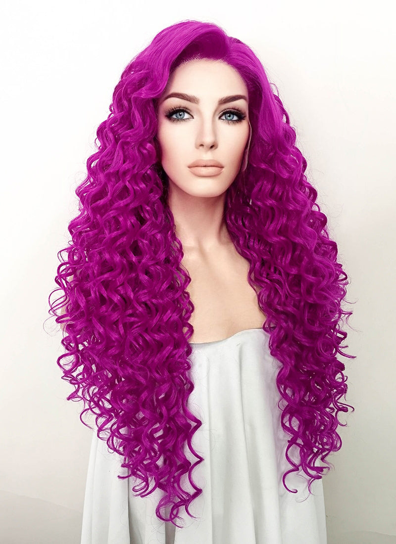 Purple Curly Lace Front Synthetic Wig LF5128