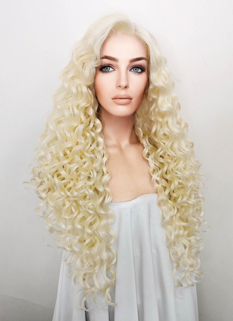 Light Blonde Curly Lace Front Synthetic Wig LF5130