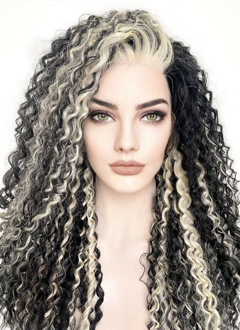 Blonde Mixed Black Curly Lace Front Synthetic Wig LF5160