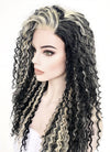 Blonde Mixed Black Curly Lace Front Synthetic Wig LF5160