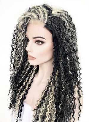 Blonde Mixed Black Curly Lace Front Synthetic Wig LF5160
