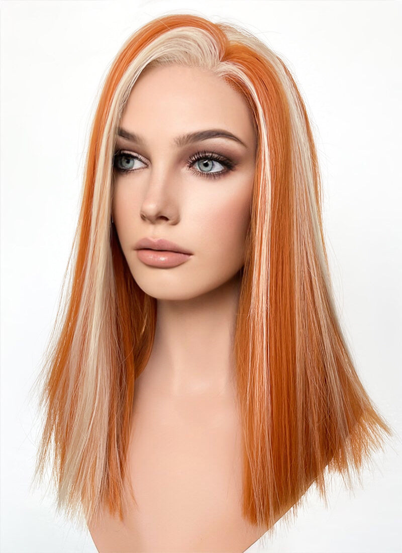 Orange Mixed Blonde Straight Lace Front Synthetic Wig LF5163