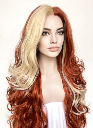 Ginger With Blonde Wavy Lace Front Synthetic Wig LF5166