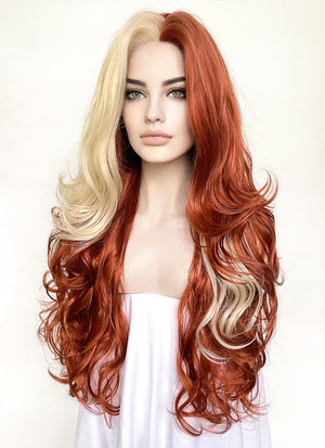 Ginger With Blonde Wavy Lace Front Synthetic Wig LF5166