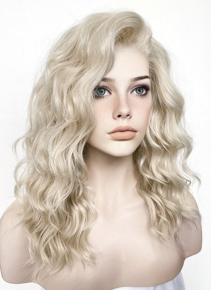 Light Ash Blonde Wavy Lace Front Synthetic Wig LF6004