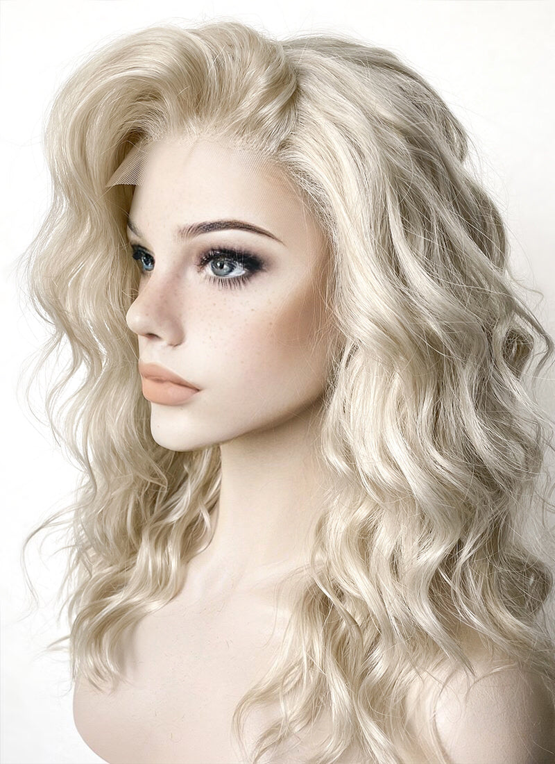Light Ash Blonde Wavy Lace Front Synthetic Wig LF6004