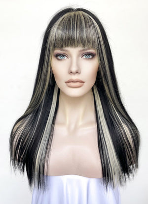Blonde Mixed Black Straight Lace Front Synthetic Wig LF6015