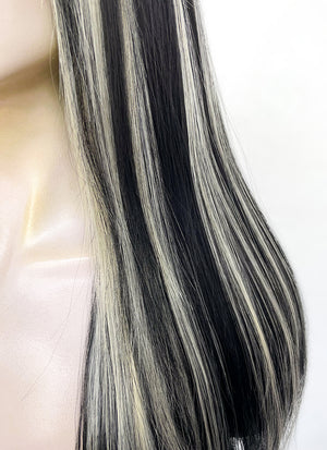 Blonde Mixed Black Straight Lace Front Synthetic Wig LF6015