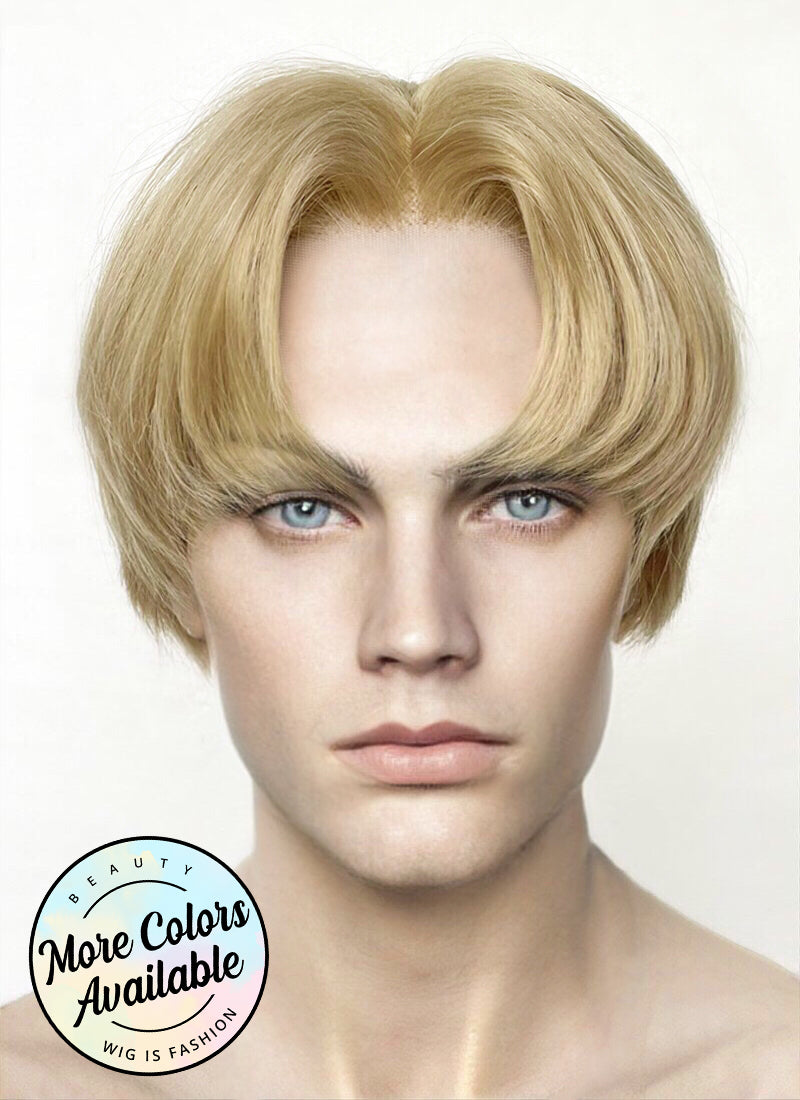 Golden Blonde Straight Lace Front Synthetic Men's Wig LF6020A