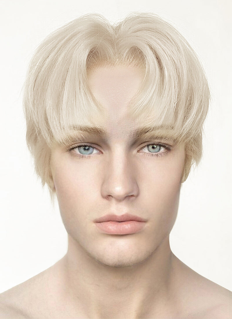 Light Ash Blonde Straight Lace Front Synthetic Men's Wig LF6020