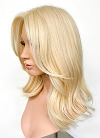 Blonde Curtain Bangs Wavy Lace Front Synthetic Wig LF6025