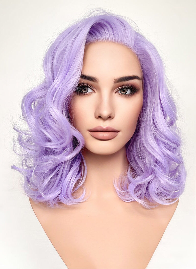 Pastel Purple Wavy Lace Front Synthetic Hair Wig LF6028