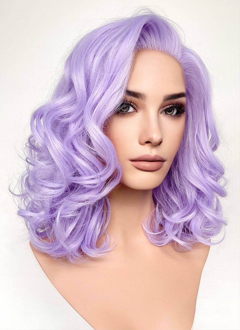 Pastel Purple Wavy Lace Front Synthetic Wig | WigIsFashion