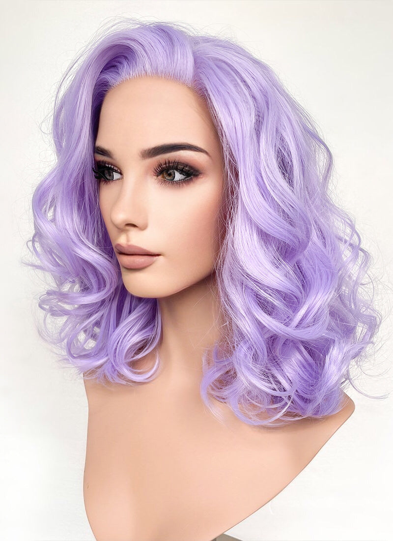 Pastel Purple Wavy Lace Front Synthetic Hair Wig LF6028