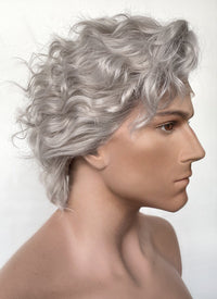 Baldur's Gate 3 Astarion Grey Curly Lace Front Synthetic Men's Wig LF6033