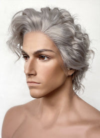 Baldur's Gate 3 Astarion Grey Curly Lace Front Synthetic Men's Wig LF6033