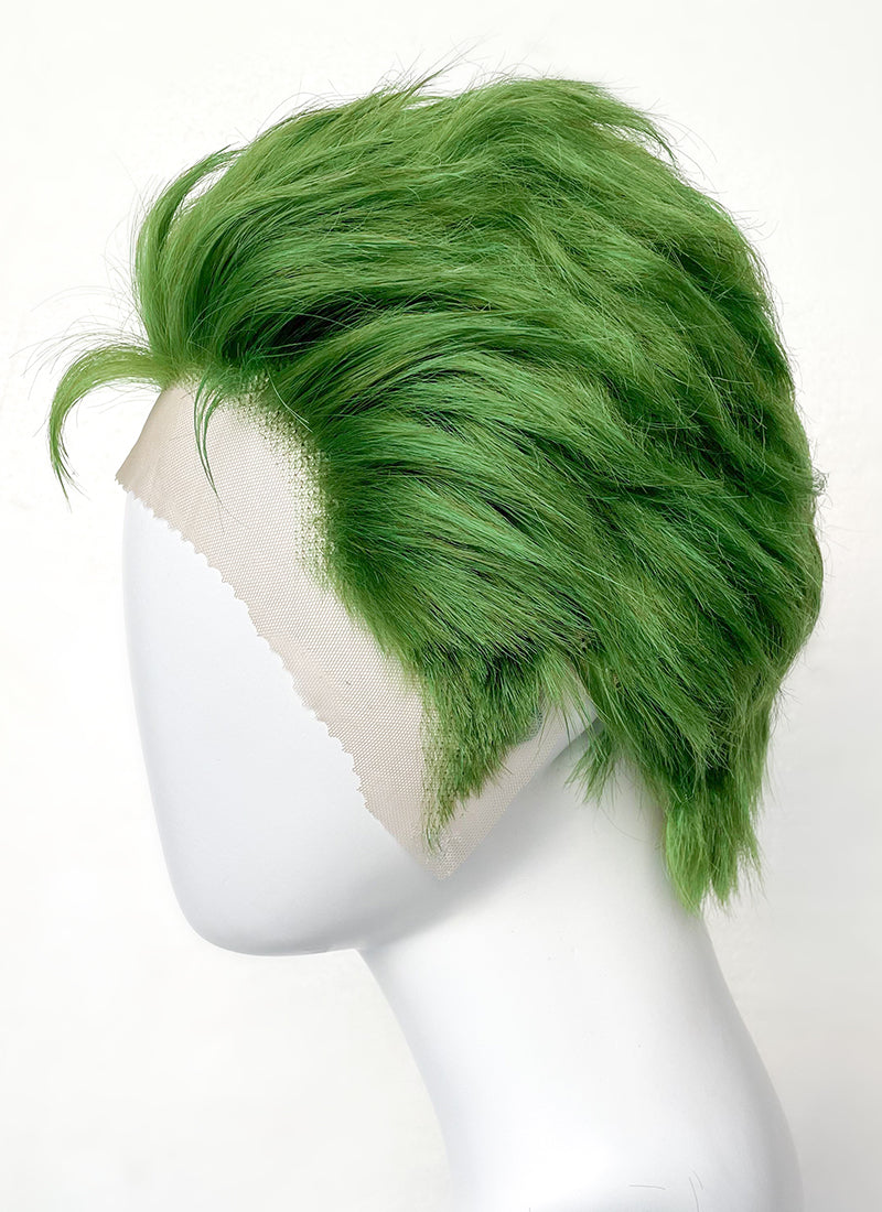 One Piece Roronoa Zoro Green Wavy Lace Front Synthetic Men's Wig LF6044