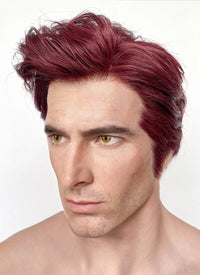 Good Omens Crowley Dark Burgundy Red Straight Lace Front Synthetic Men's Wig LF6045