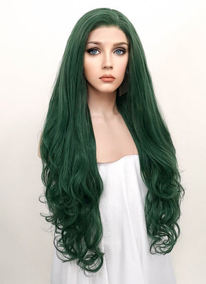 Dark Green Wavy Lace Front Synthetic Wig LF667V